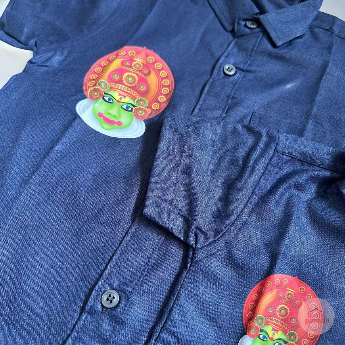 Kathakali Print Dark Blue Shirt