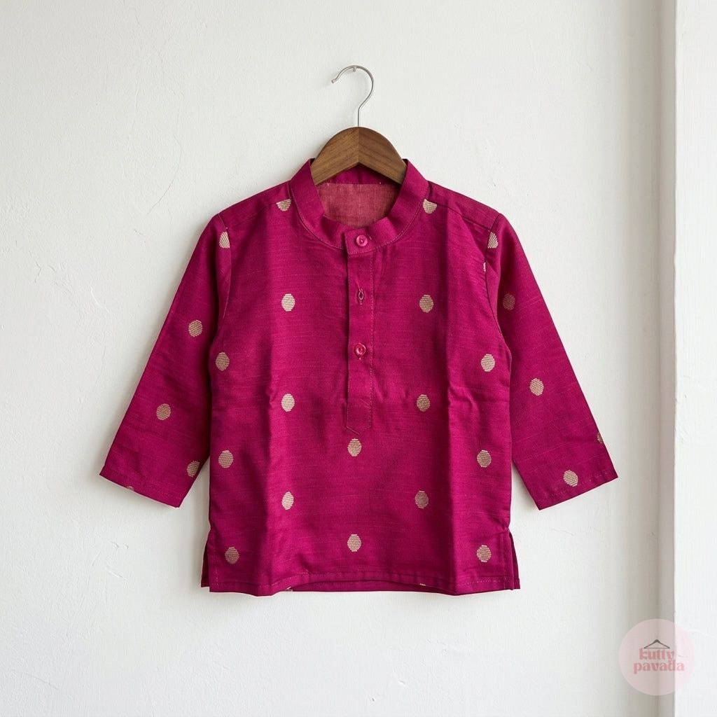 Maroon Polka Dots Boys Kurta