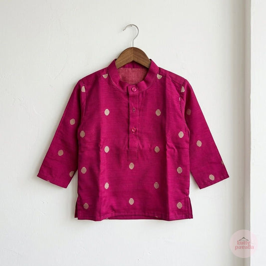 Maroon Polka Dots Boys Kurta