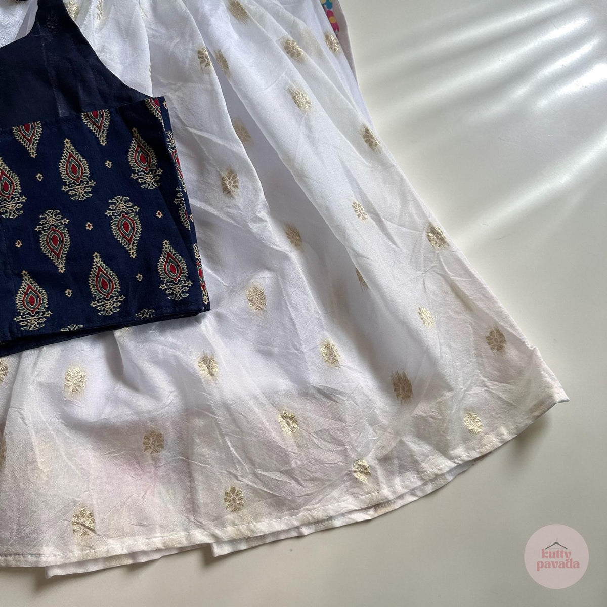 Midnight Ajrak Halter Top & Gold Butta Skirt Set