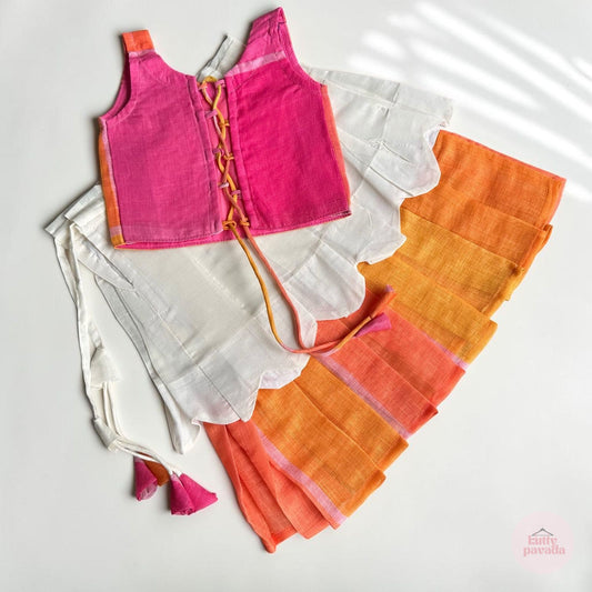 Multicolor Checks Pattu Pavada Set