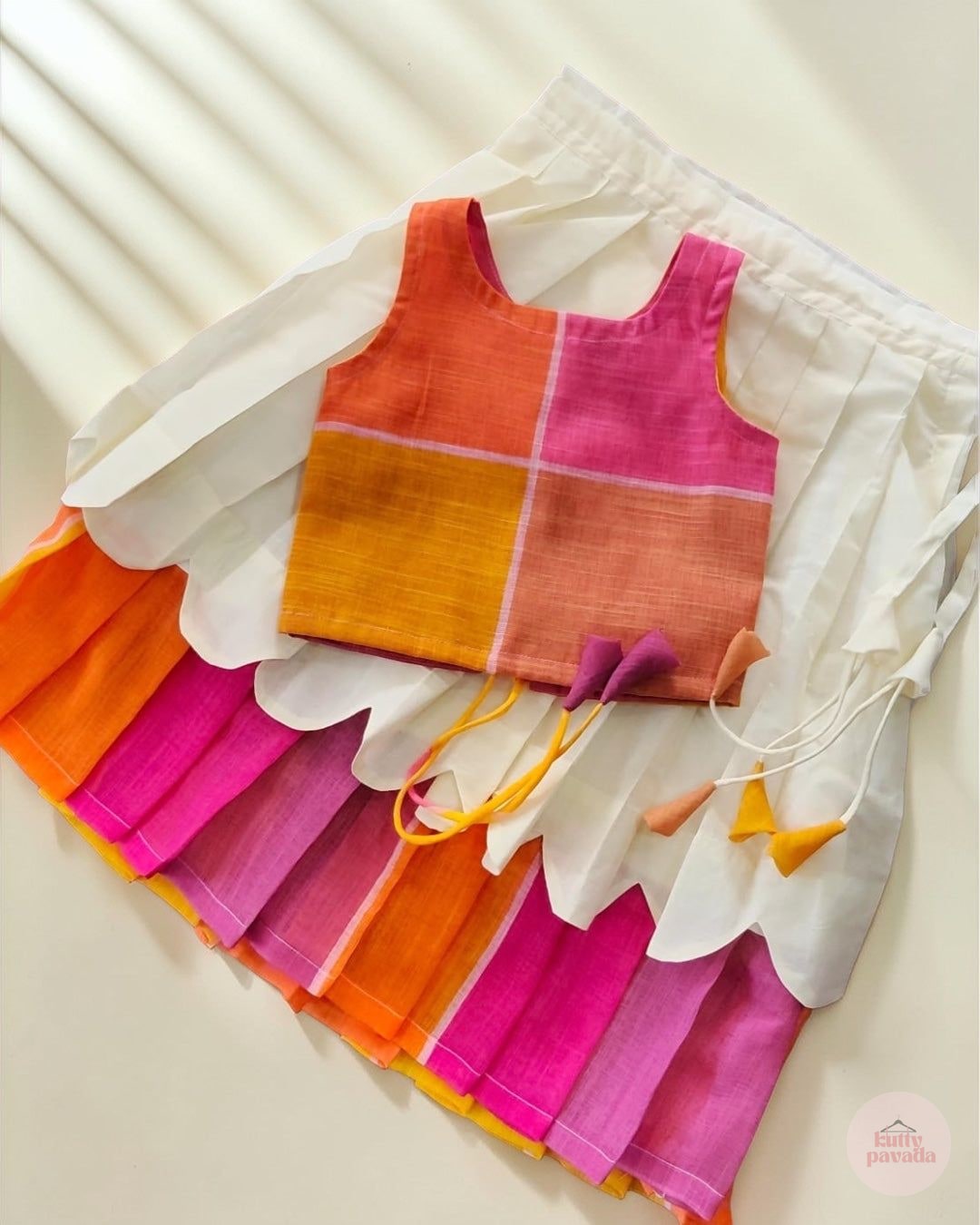 Multicolor Checks Pattu Pavada Set