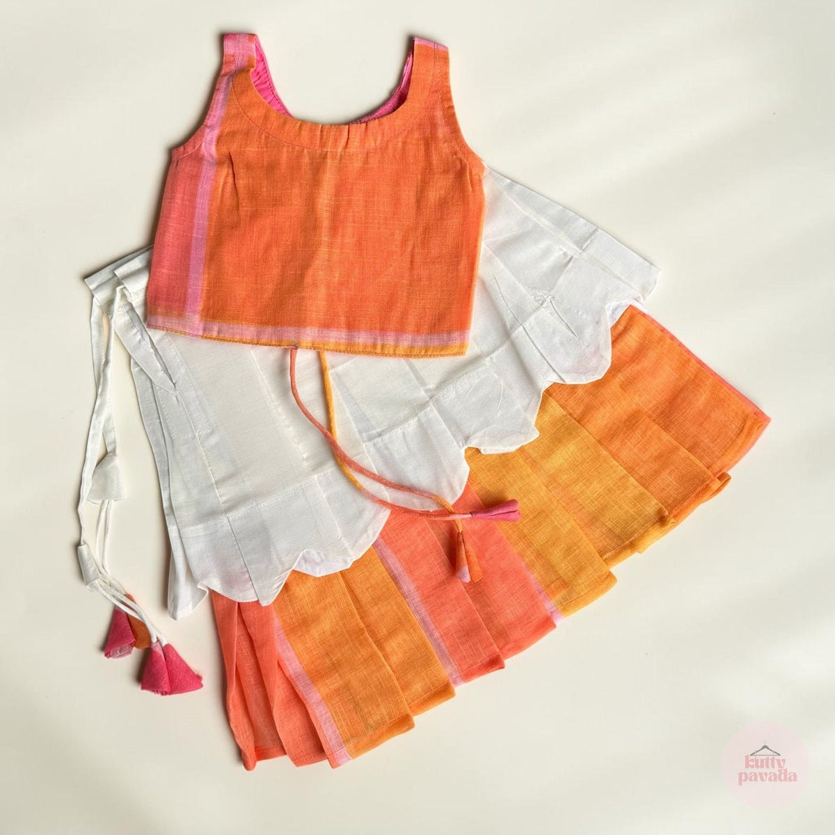 Multicolor Checks Pattu Pavada Set