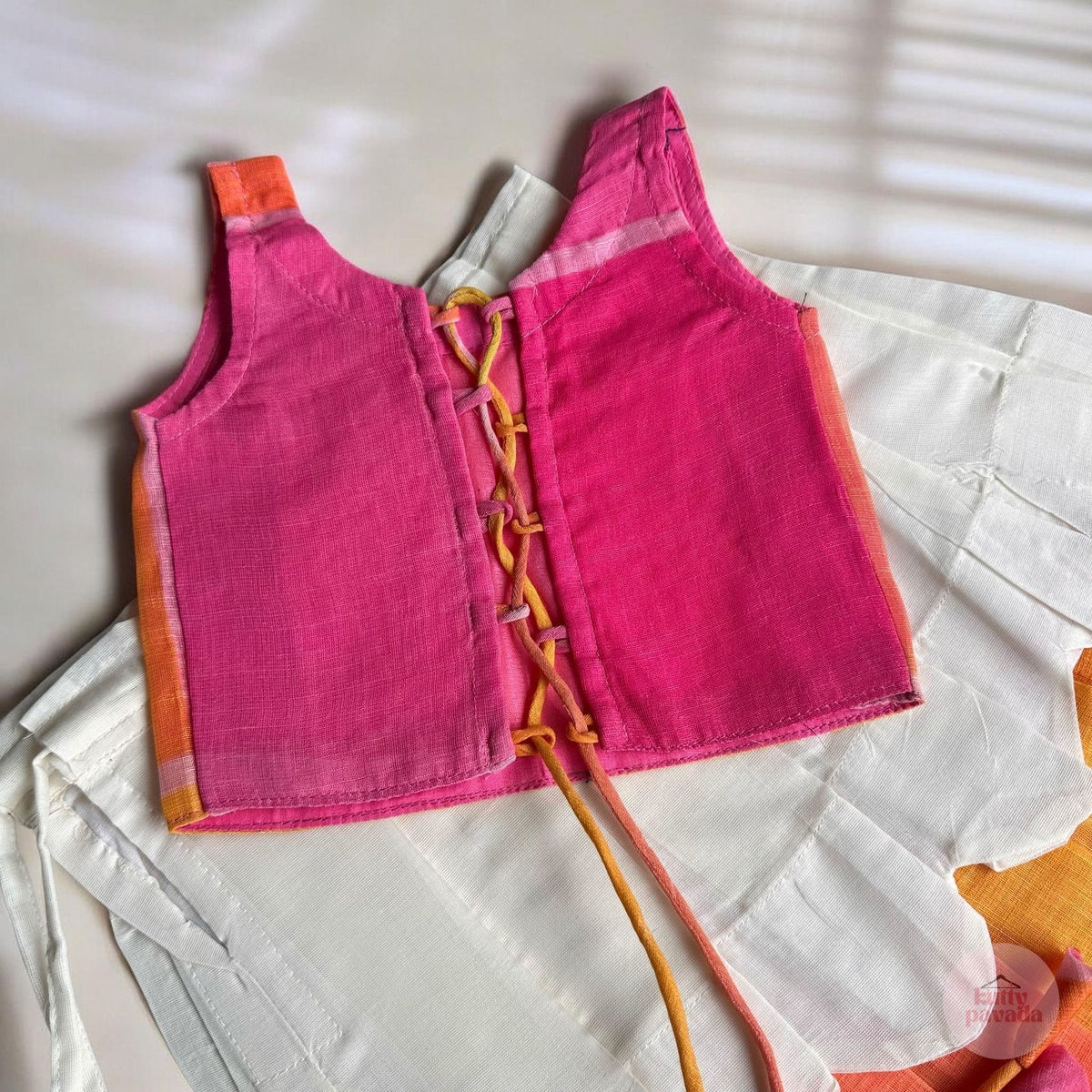 Multicolor Checks Pattu Pavada Set