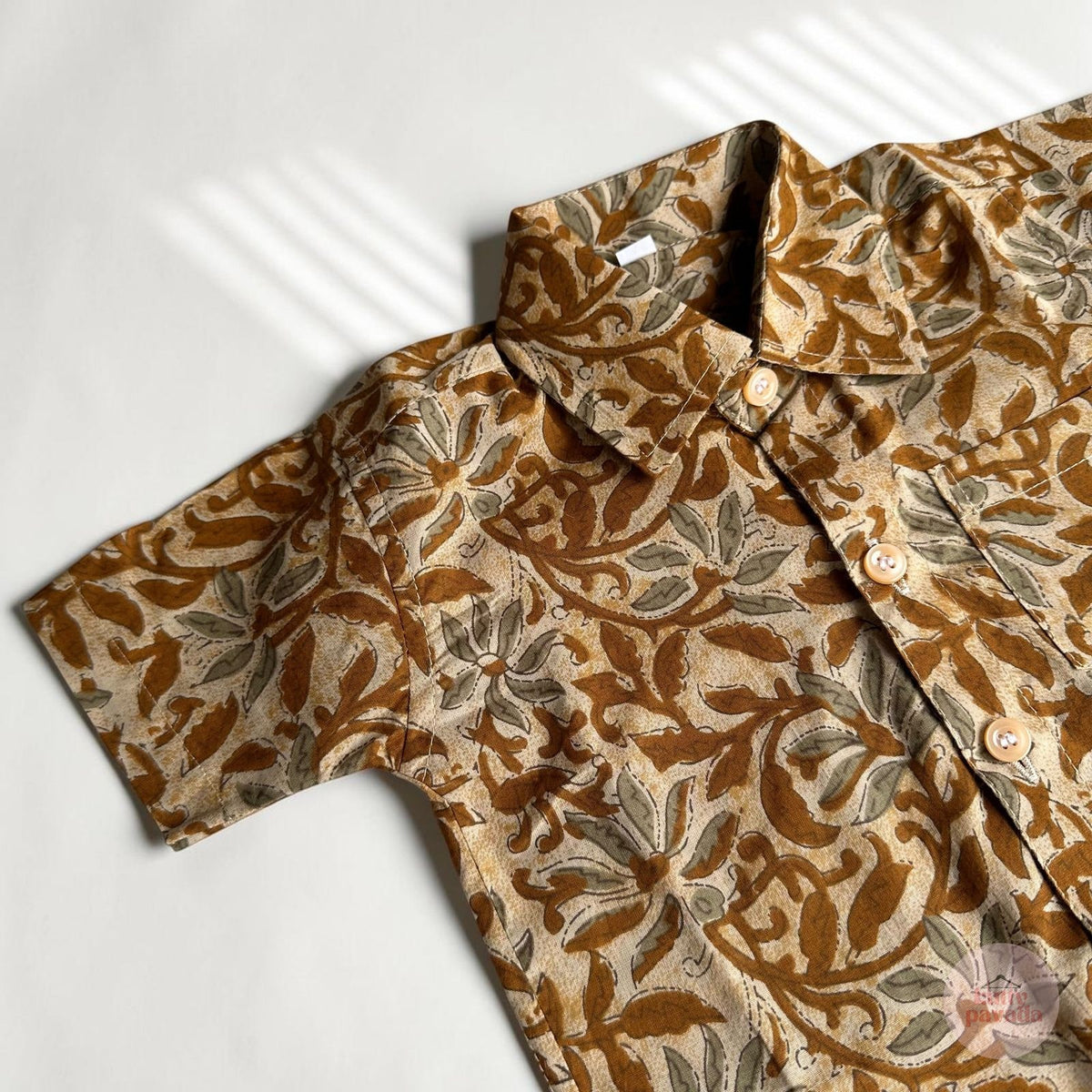 Mustard Floral Boys Traditional Shirt