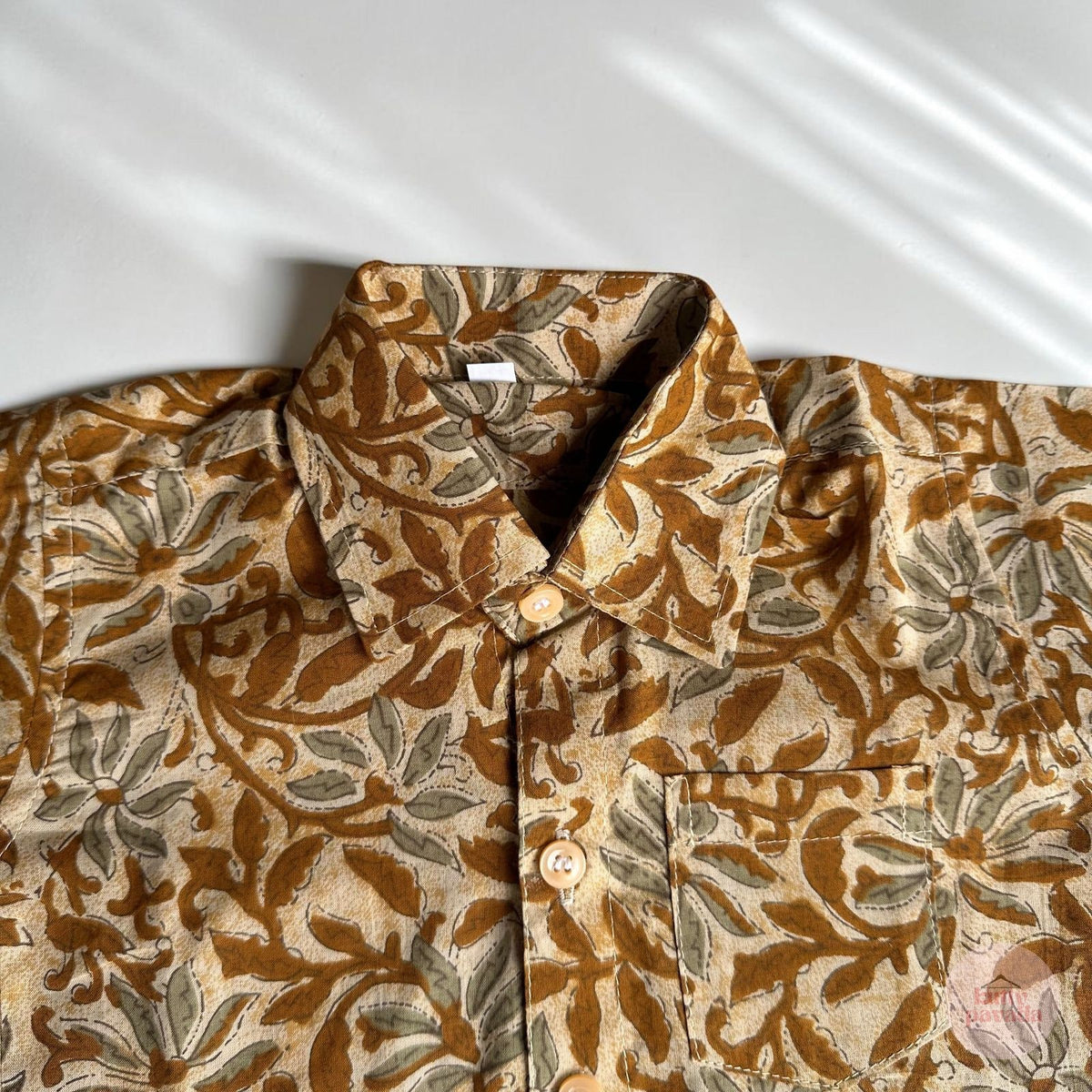 Mustard Floral Boys Traditional Shirt