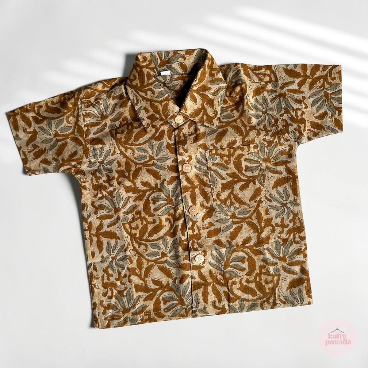 Mustard Floral Boys Traditional Shirt
