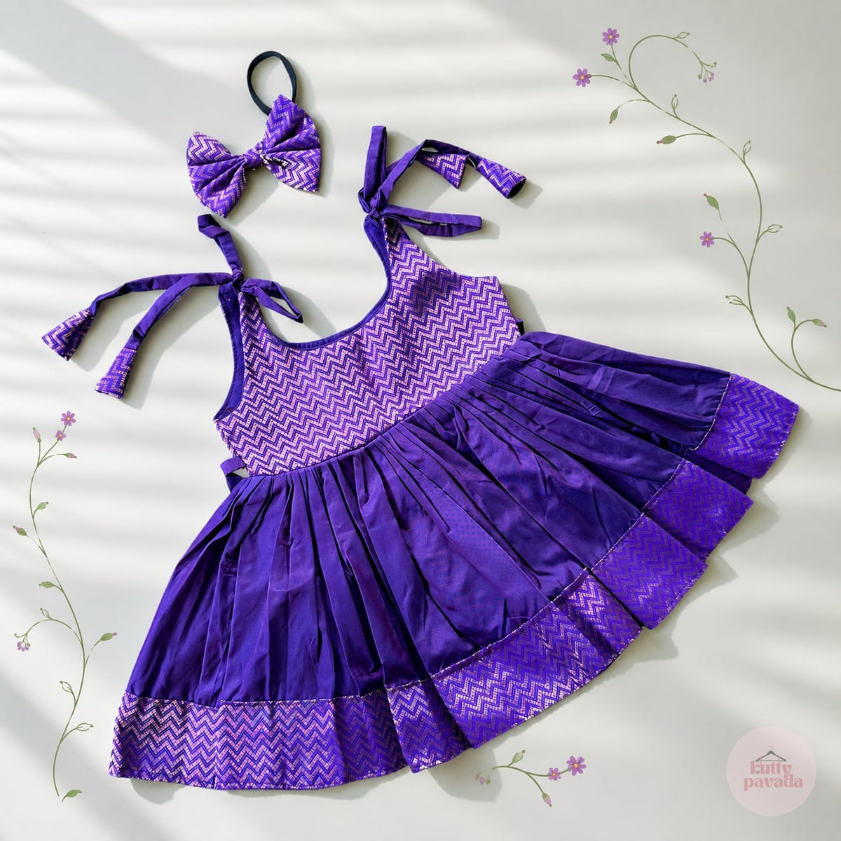 Purple Jacquard Baby Festive Frock