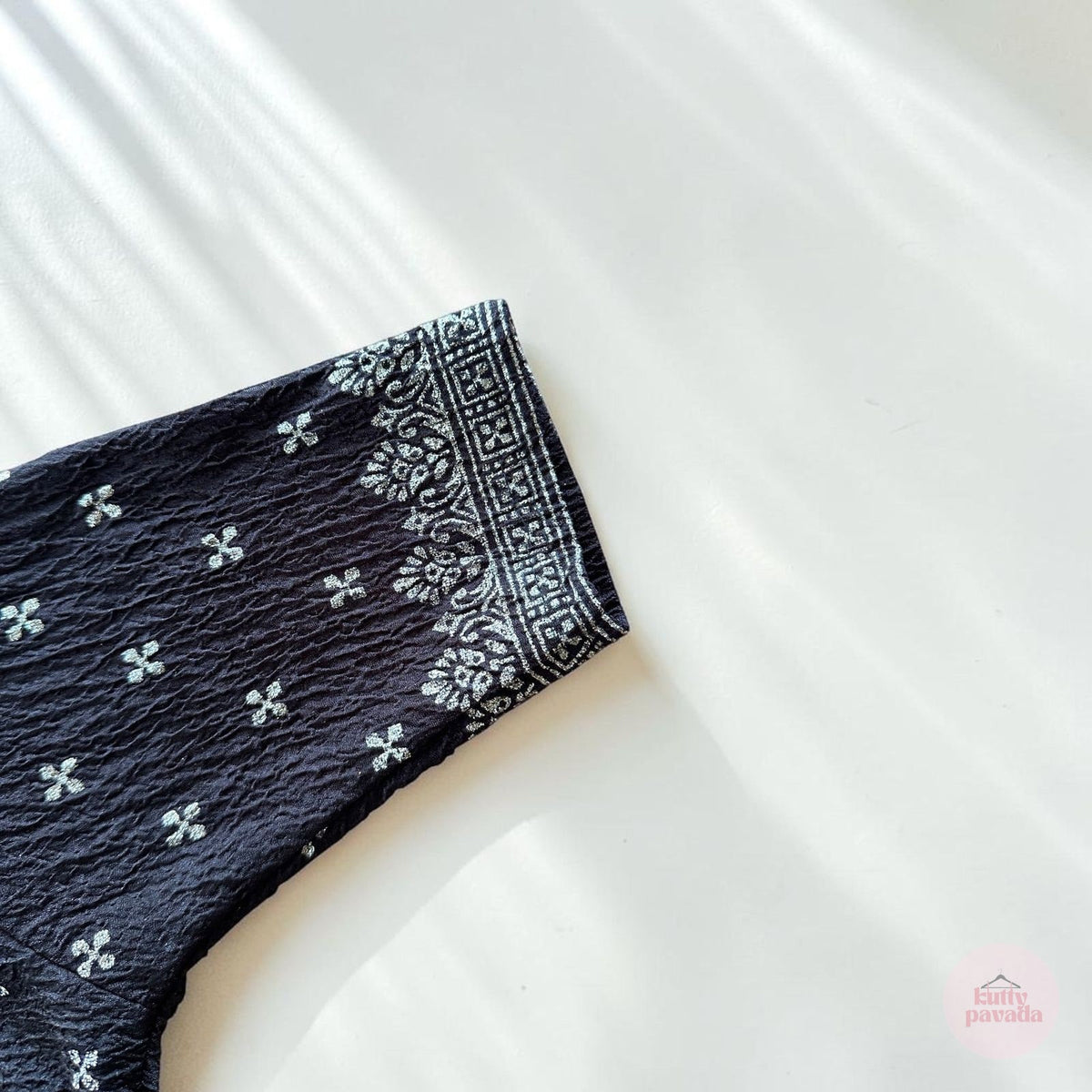 Black & Silver Stretchable Festive Blouse | Ready-to-Wear Cotton Blouse