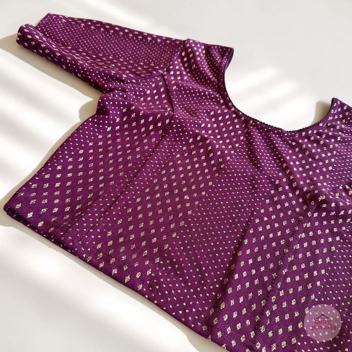 Deep Purple Stretchable Festive Blouse | Ready-to-Wear Cotton Blouse