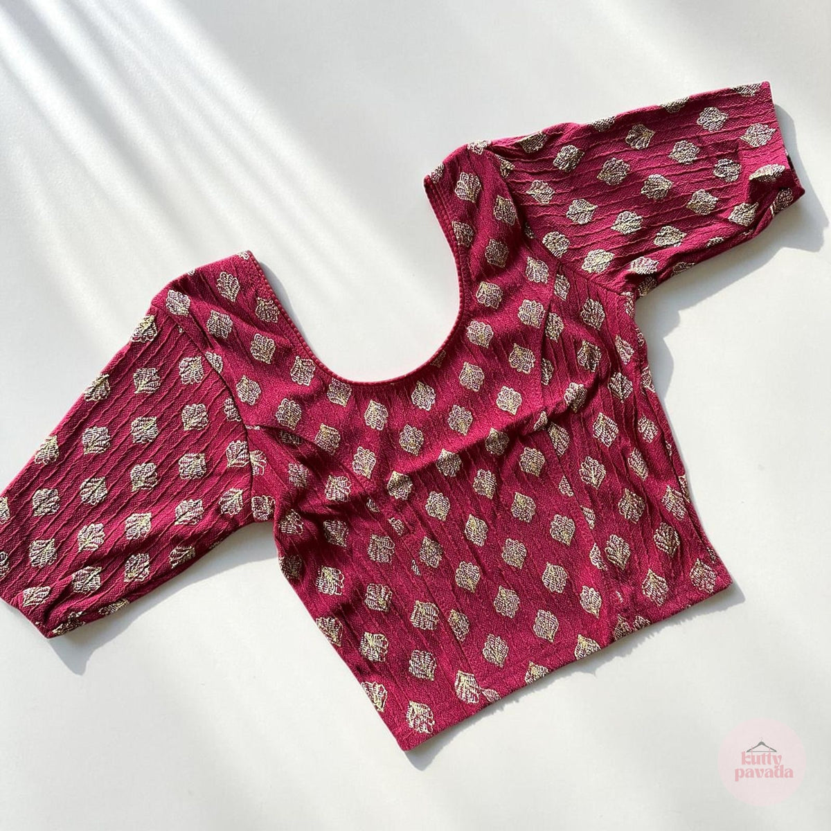 Red & Gold Stretchable Festive Blouse | Ready-to-Wear Blouse