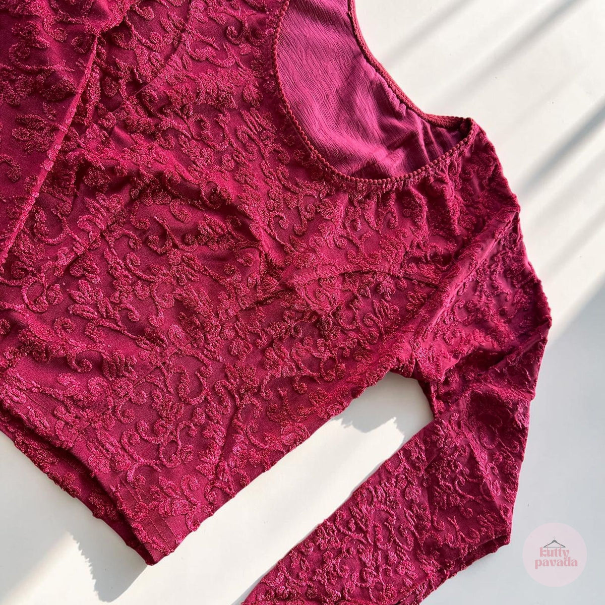 Red Velvet Stretchable Festive Blouse | Ready-to-Wear Blouse