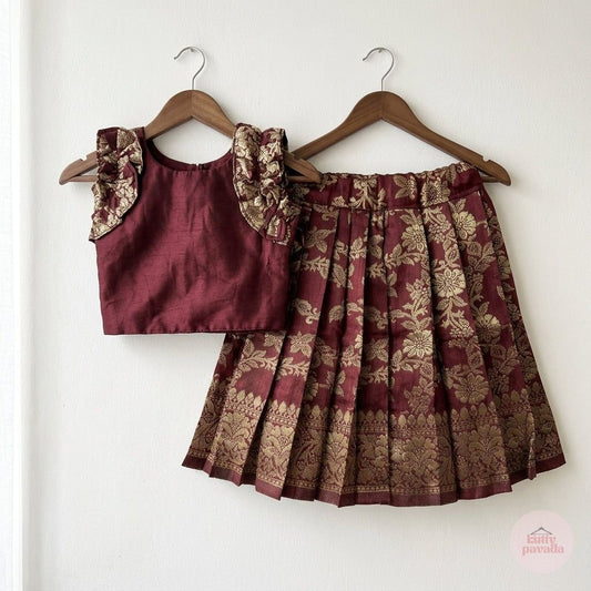 Royal Maroon Ruffle Sleeve Set