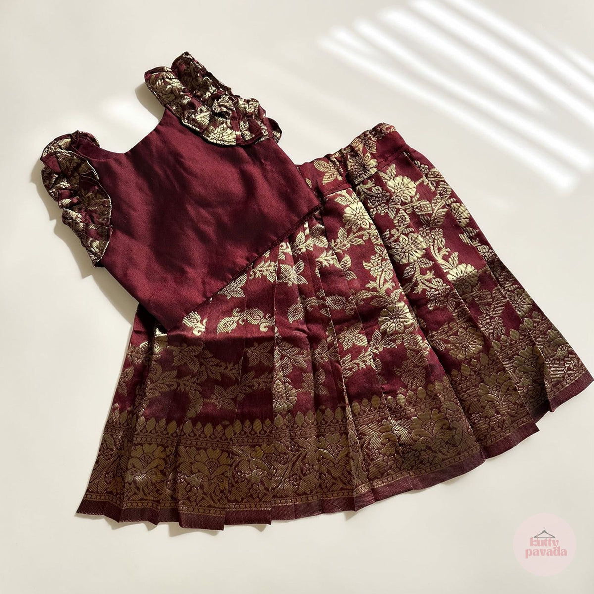 Royal Maroon Ruffle Sleeve Set
