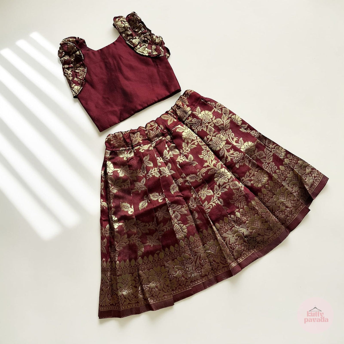 Royal Maroon Ruffle Sleeve Set