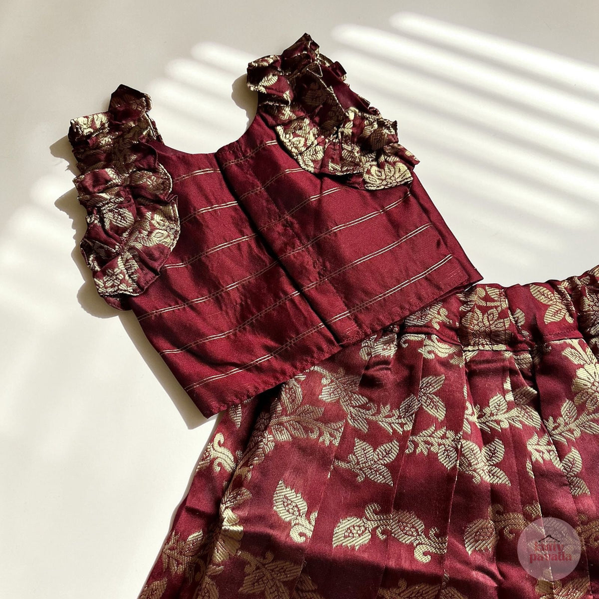 Royal Maroon Ruffle Sleeve Set