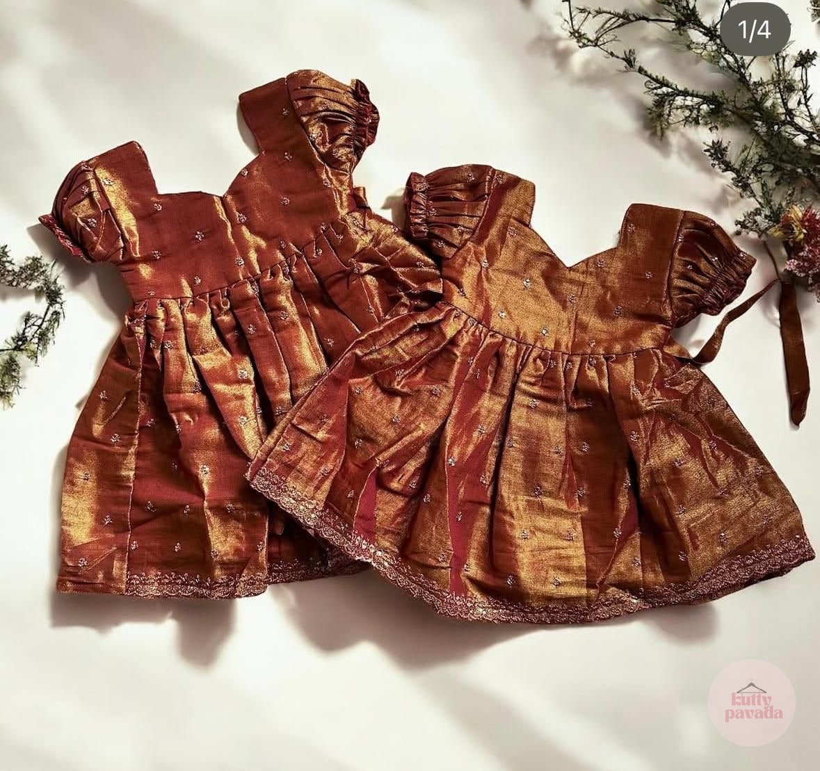 Rust Gold Puff Sleeve Frock