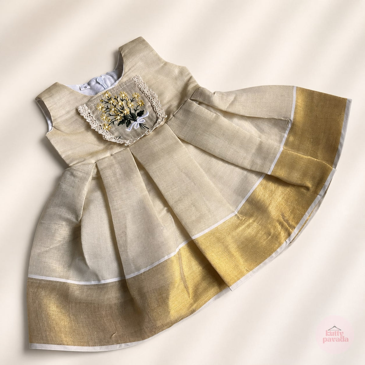 Golden Onam Tissue Frock