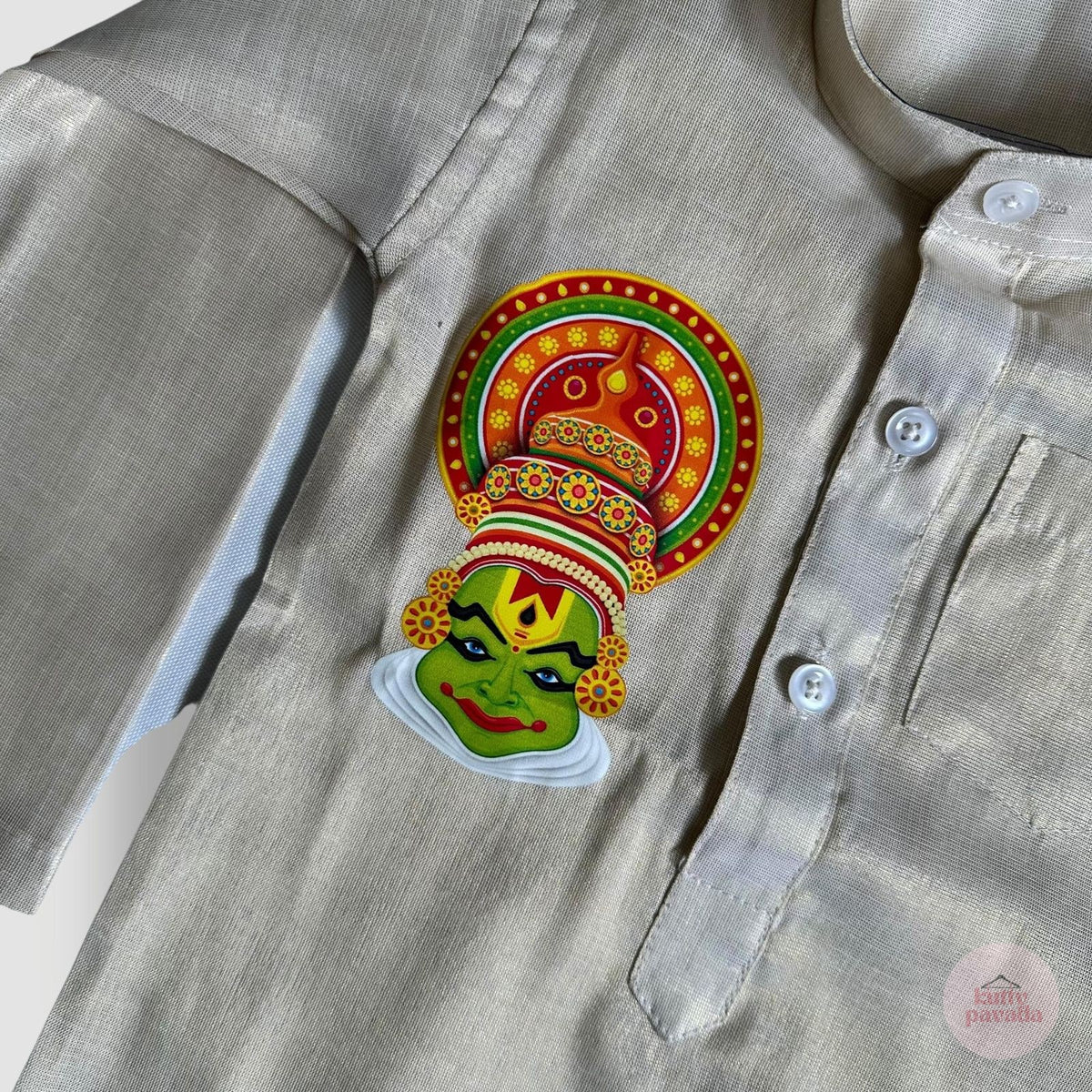 Long Tissue silk Kurta with Kathakali Design