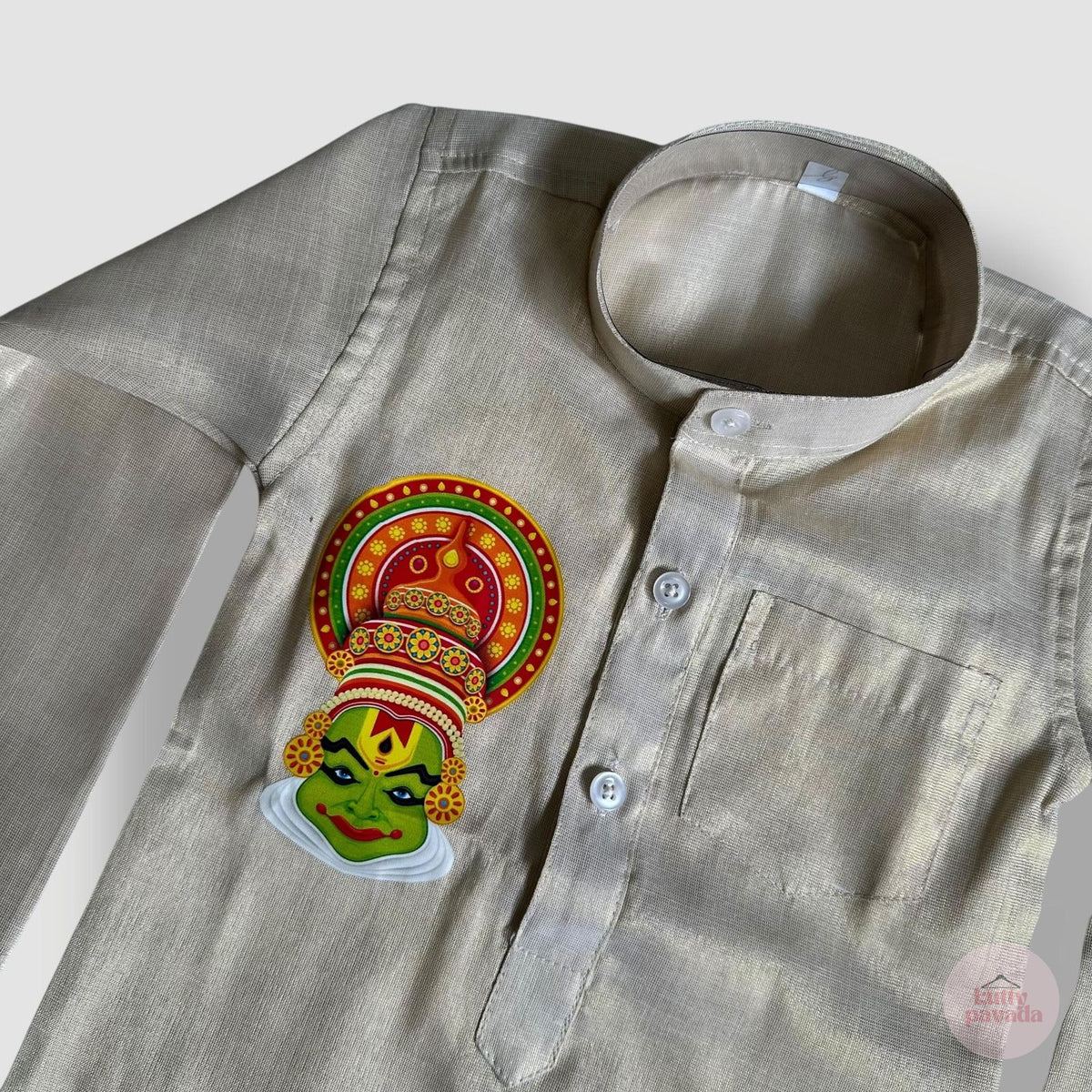 Long Tissue silk Kurta with Kathakali Design