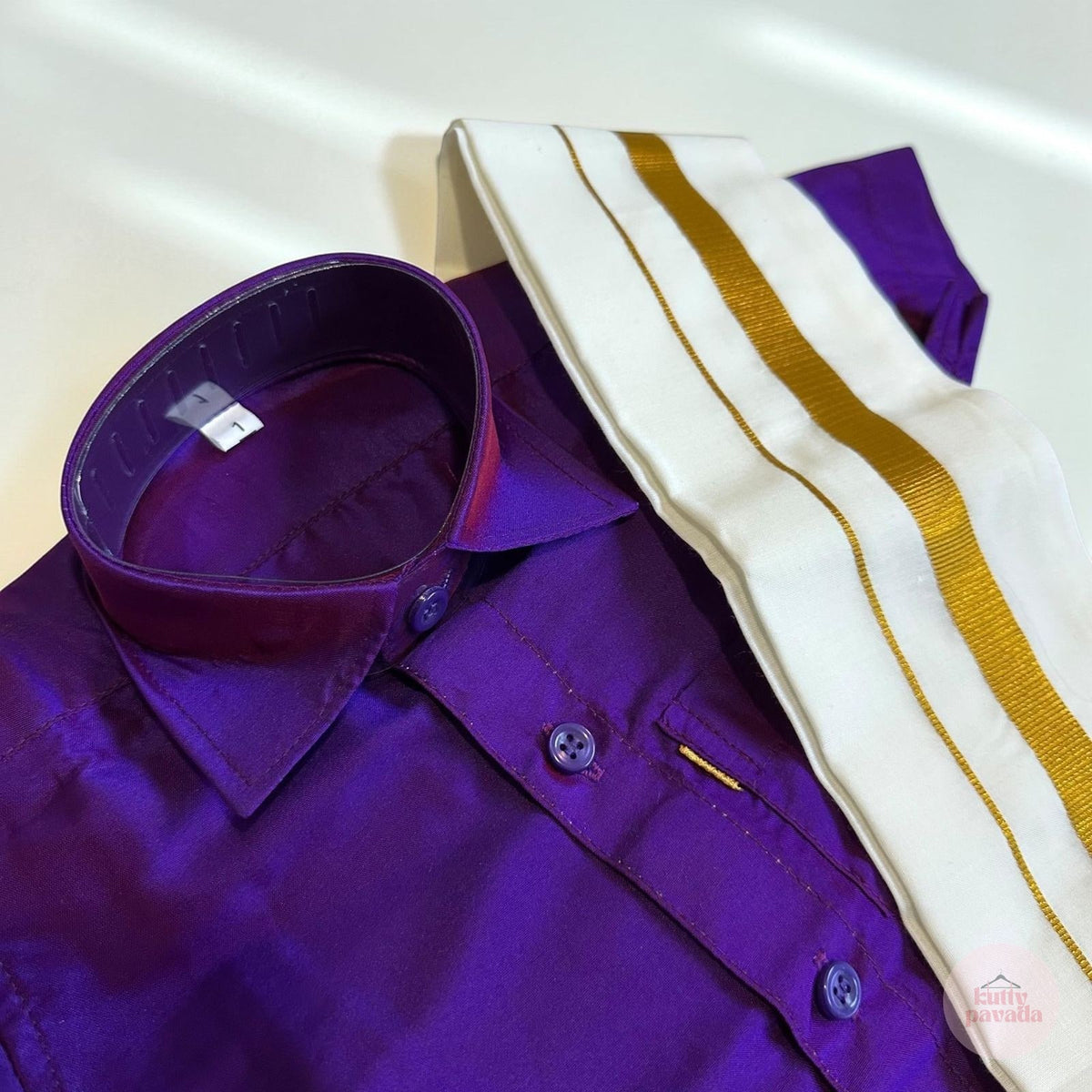 Royal Purple Shirt, Mundu and Dhoti Set