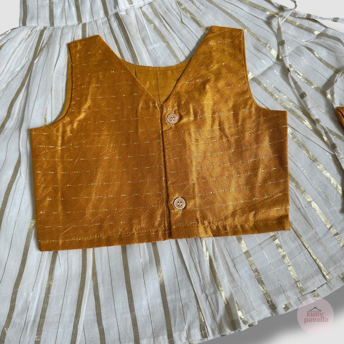 Mustard & Gold Striped Pavada Set