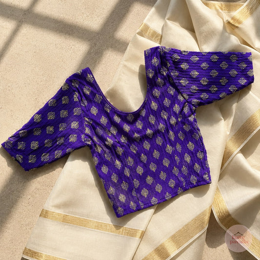 Violet & Gold Stretchable Festive Blouse | Ready-to-Wear Blouse