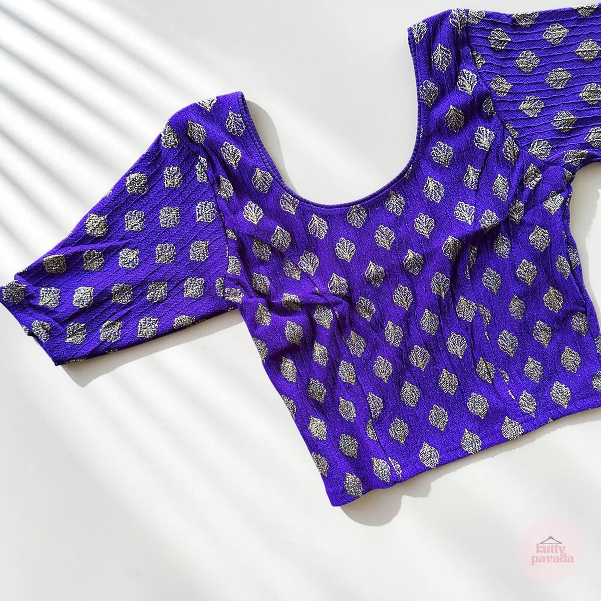Violet & Gold Stretchable Festive Blouse | Ready-to-Wear Blouse